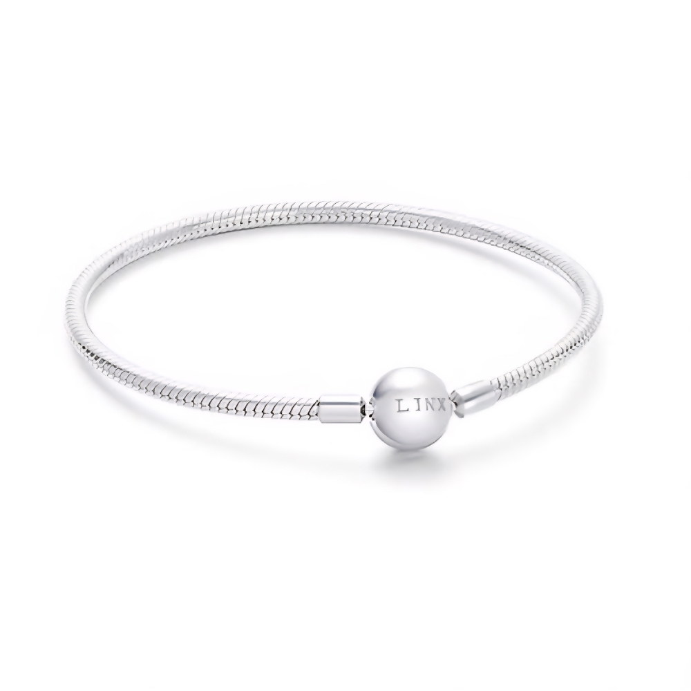 Linx Silver 925 Smooth Snake Chain Charm Bracelet Ball Clasp 6.75", 7", 7.5"